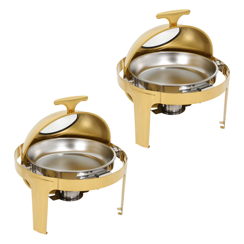 Ensemble de 2 chauffe-plat modernes en acier inoxydable