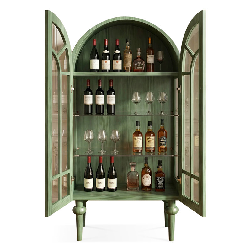 Modern Green Solid Wood Accent Cabinet
