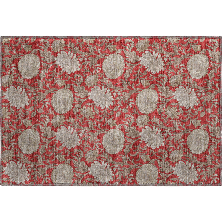 Premium Machine Washable Prisco Red Rug