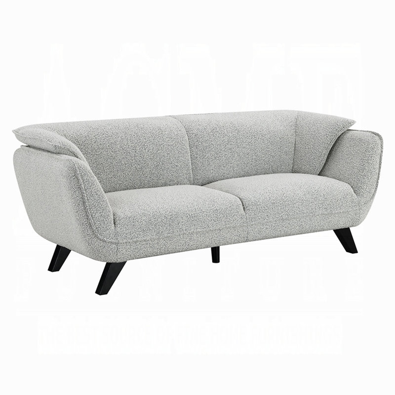 Canapé Naeli, dossier arrondi, boucle gris clair, bois de pin massif de 86 pouces