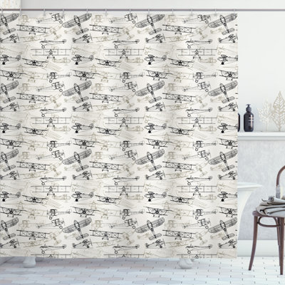 Airplane Shower Curtain with Hooks Included