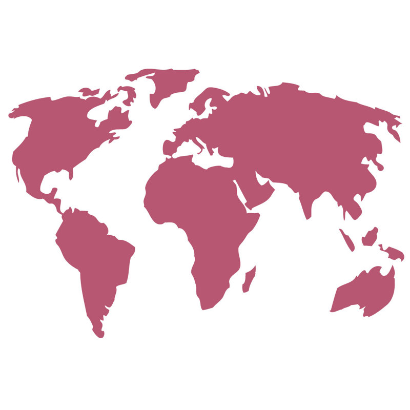 Décalcomanie murale carte du monde, H 22 po x l 32 po x P 0,01 po, Rouge à lèvres