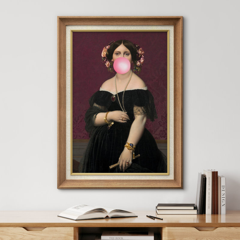 " Classic Woman Pink Bubblegum " on, Natural Premium Framed, 36" H x 26" W