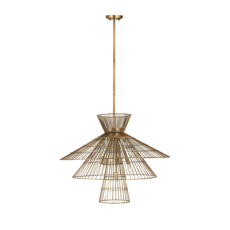 Lustre géométrique unique à 8 lumières Bowry, Laiton frotté