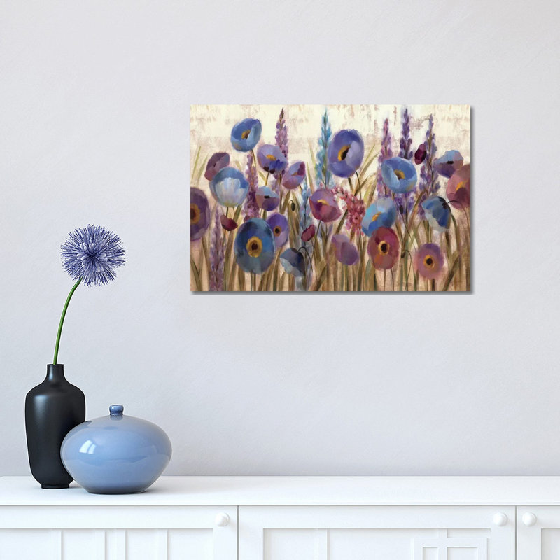 Lupins et coquelicots par Silvia Vassileva - reproduction d'art, Aucun mat, Toile tendue, H 12 po x l 18 po x 1,5 po