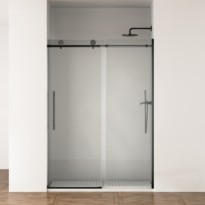 Frameless Sliding Shower Door With Clear Tempered Glass, Easy To Clean, Soft-Close Design, And Simple Installation For Modern Bathrooms