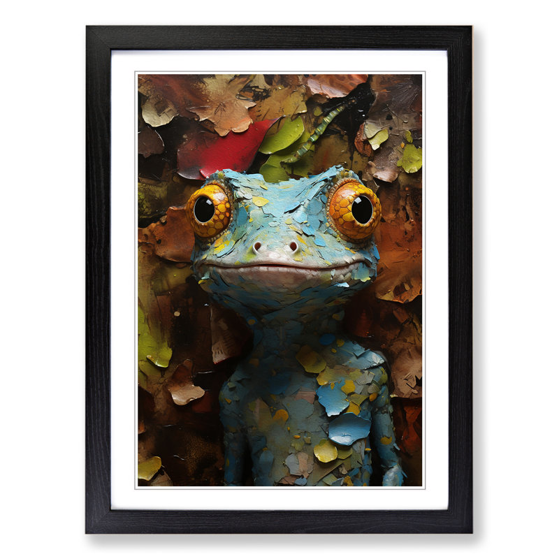Gecko Contemporary No.2 - Framed Print, 34cm H x 25cm W, Black Framed