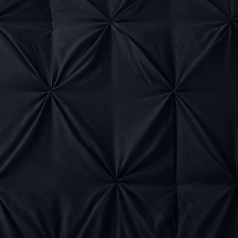 Microfiber Pintuck Duvet Cover Set – 2 Pillowcases, Black, Double Duvet Cover + 2 Standard Pillowcases