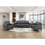 Canapé 3 places moderne en similicuir gris foncé avec coussins confortables et structure en bois massif durable pour le salon-472435302