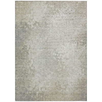 10' X 14' Beige Washable Non Skid Indoor Outdoor Area Rug