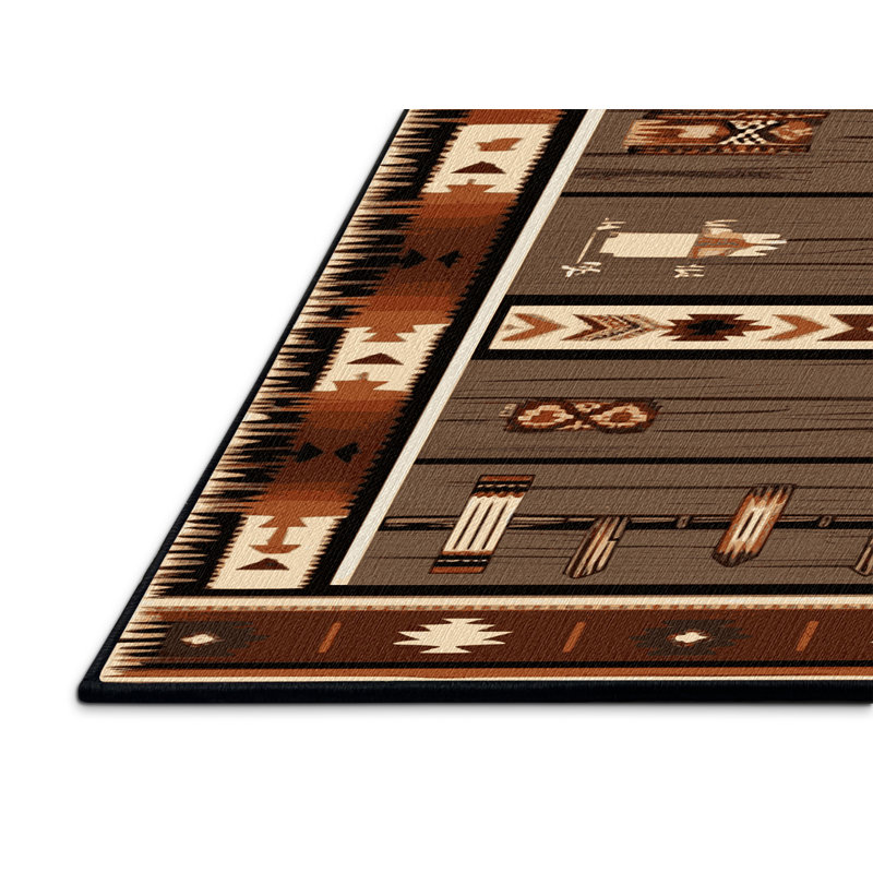 Washable Western Ranch Southwestern Area Rug, Rectangle 4' x 6'