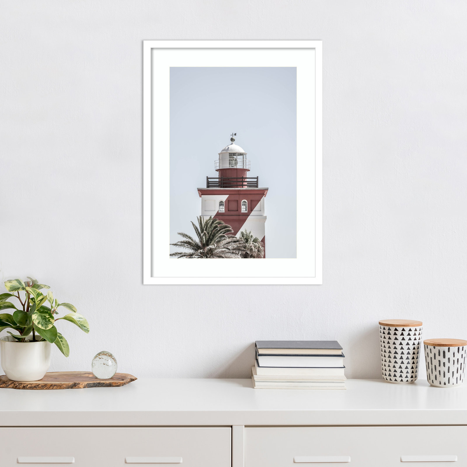 Daisey "Green Point Lighthouse" Print, White , 25" H x 19" W