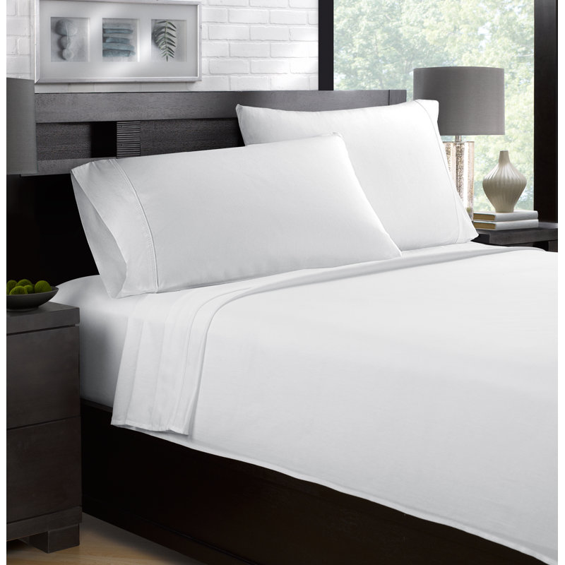  500 Thread 100% Cotton Sateen Sheet Set (4PC.), King, White