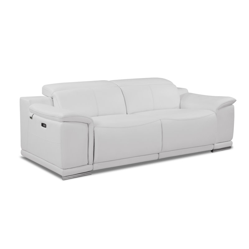 Canapé inclinable électrique en cuir italien véritable, Blanc