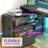 55'' L-Shape Computer Desk With LED Lights, Power Outlets & Drawer Shelves-419479141