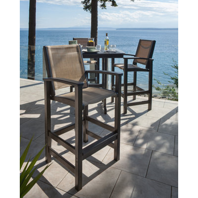 POLYWOOD Coastal 5-Piece Bar Set in Black / Burlap Sling
