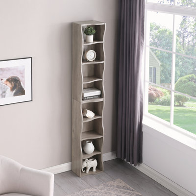 8-layer adjustable shelf ultra-thin bookshelf with a wavy border design, which is more aesthetically pleasing, is suitable for high and narrow, displa by George Oliver