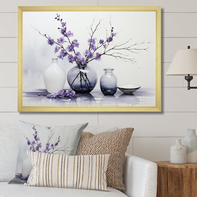 Purple Grey Minimalism Balance And Contrast Pottery - Minimalism Framed Prints