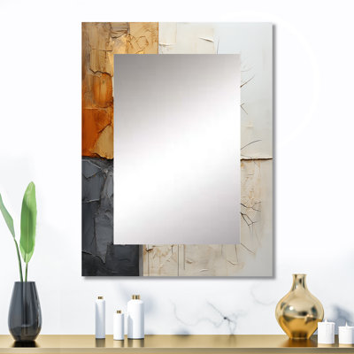 Abstrait de fractale gris et jaune abstrait - miroir décoratif de fractales, miroir mural moderne, impression d'art en métal