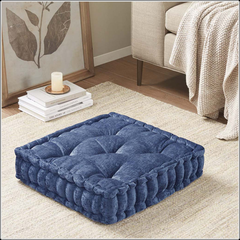 Coussin de sol carré en poly chenille, Marine