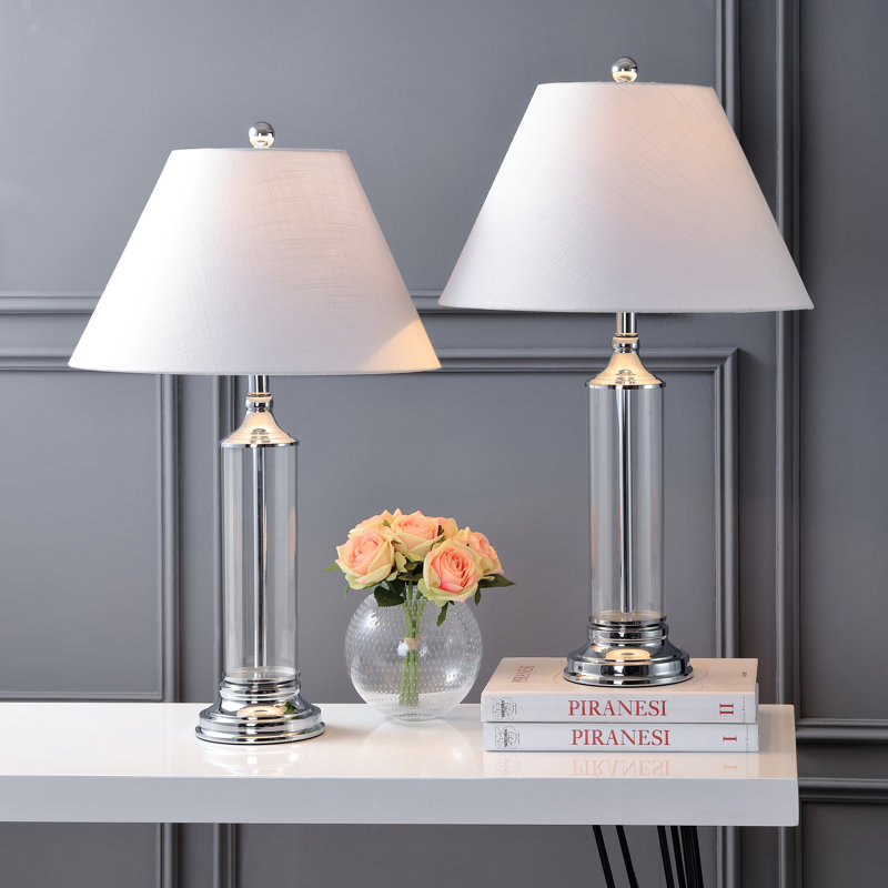 Fagaras Glass Table Lamp, Clear/Silver