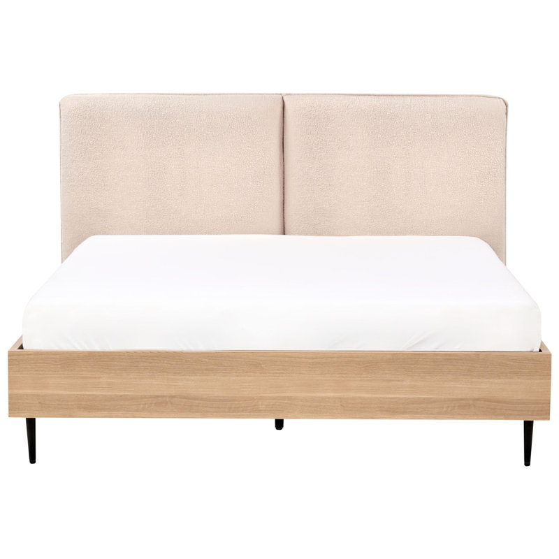 Bed Boucle LIMANTON 200 cm Beige, European Double (140 x 200 cm)