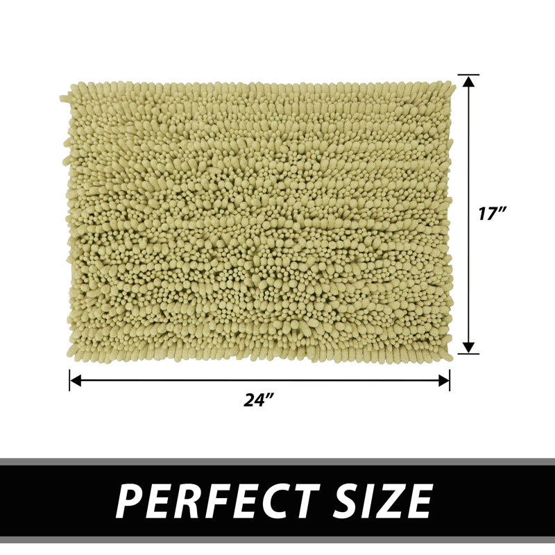 Tapis antidérapant ultra moelleux pour salle de bain en chenille, L 24 po x l 17 po, Vert sauge