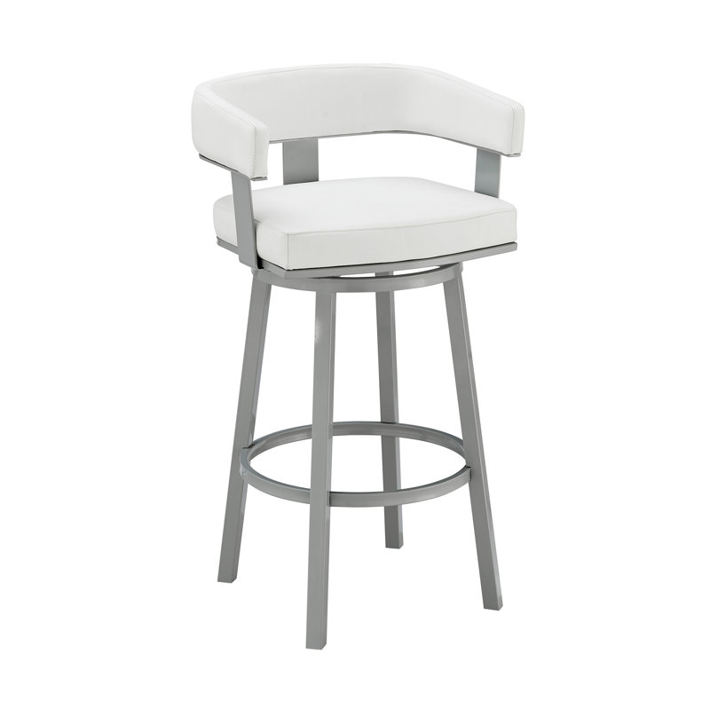 Chaise de bar pivotante à hauteur de comptoir blanche et grise 26 po