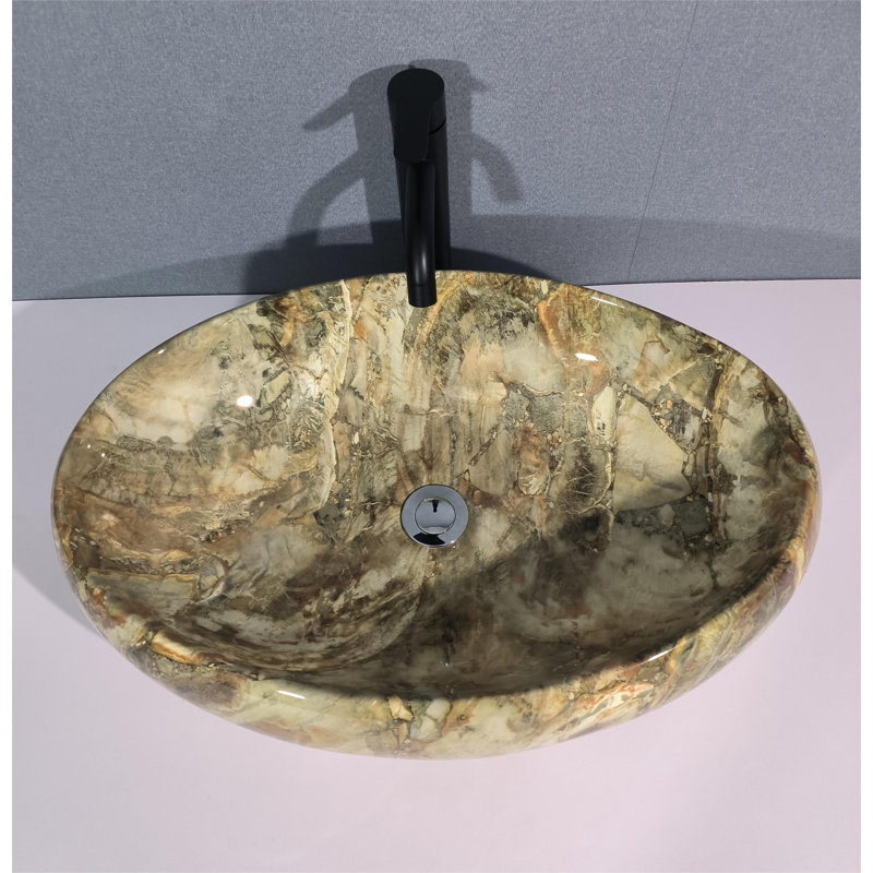 Lavabo de salle de bain vasque ovale en céramique et marbre