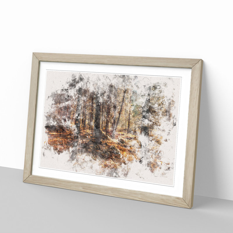 Within The Woods Watercolour Framed Print, 45cm H x 63cm W x 2cm D, Oak Framed