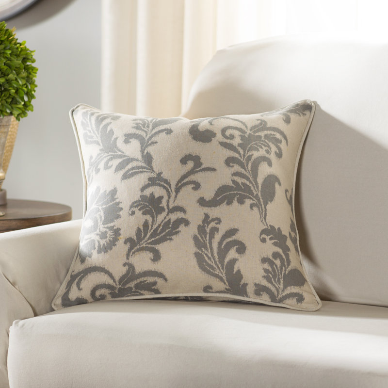 Apricot and Cream Ikat Linen Feather Throw Pillow Set