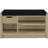 Comfortable White Oak Bench With Black Faux Leather Cushion And Open Compartment Storage Pull - Out Drawer For Entry-684595609