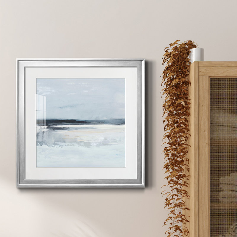 " Inky Coastline I ", Silver Framed, 20" H x 20" W x 1" H