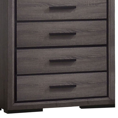Wooden Chest With 5 Drawers And Finger Pull Handle