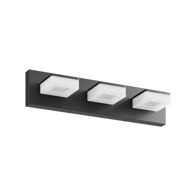 Luminaire de salle de bain moderne à DEL noir mat (3 lumières, 20 pouces) - applique murale en acrylique blanc froid sur miroir