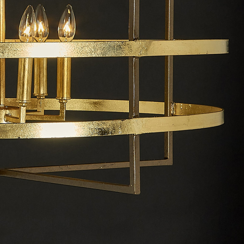 New York 6 - Light Lantern Geometric Chandelier, 18" H x 32" W x 32" D