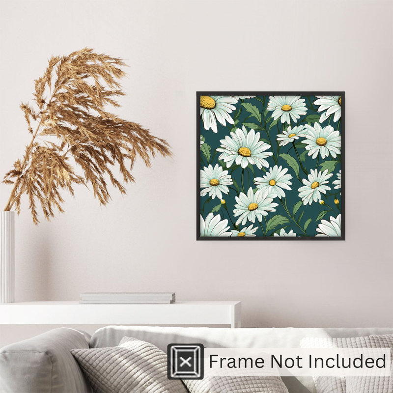 «Floral Daisy Flowers VII», reproduction d'art moderne sans cadre, H 10 po x l 10 po