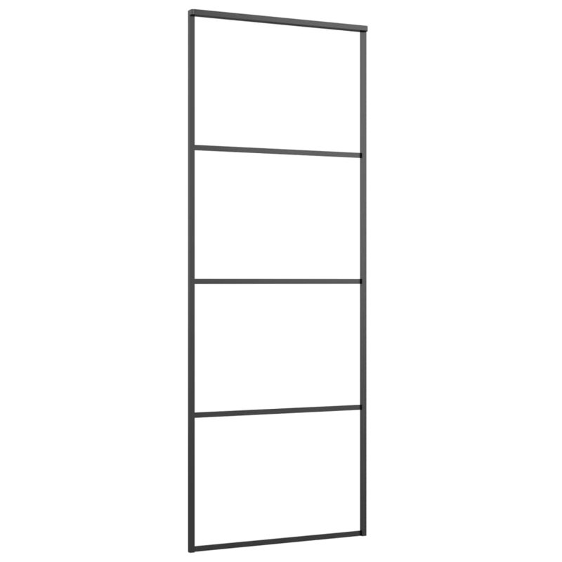 Muthiani Glass Sliding Door, Black, 205cm H x 76cm W x 4 cm D