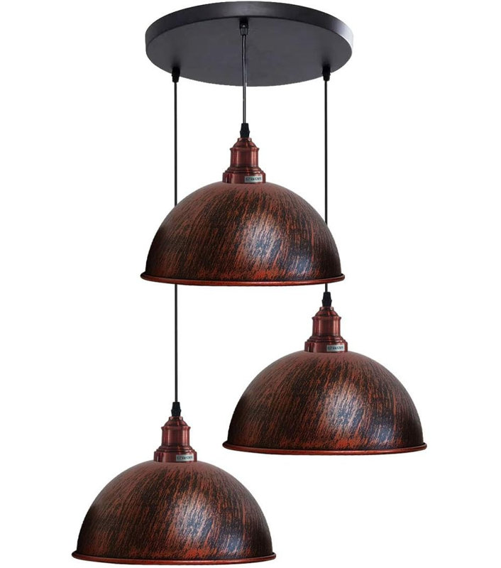 3 - Light Dome Pendant, Rustic Red