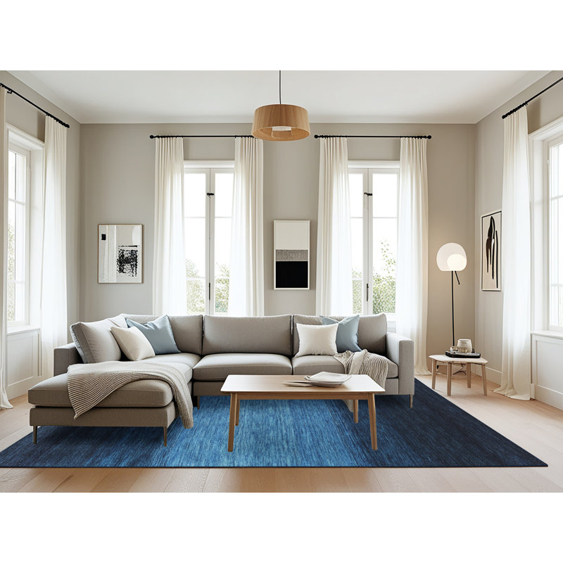 Tapis noir/bleu zone contemporaine Cahuilla, Rectangle 8 pi x 12 pi
