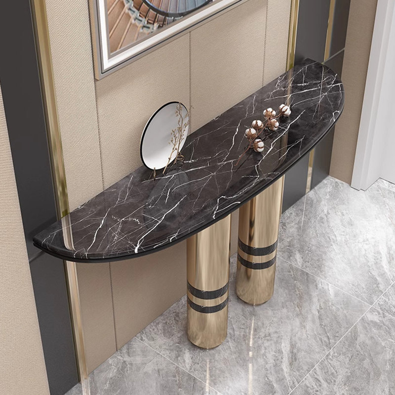 Console légère en pierre frittée de style luxueux., 33.4" H x 54.3" W x 15.7" D, Doré