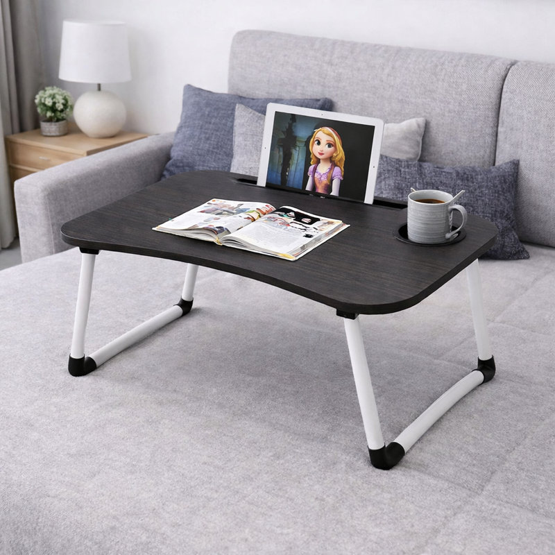 Table pliable pour ordinateur portable pour lit, table de plateau portable avec pieds pliables, 23,6 po x 15,7 po
