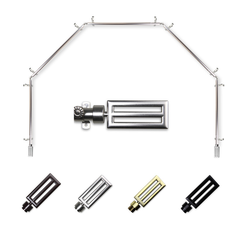 Tringle à rideaux simple réglable 0,81 po Iovica, Nickel satiné, 28 po à 48 po (chaque côté)