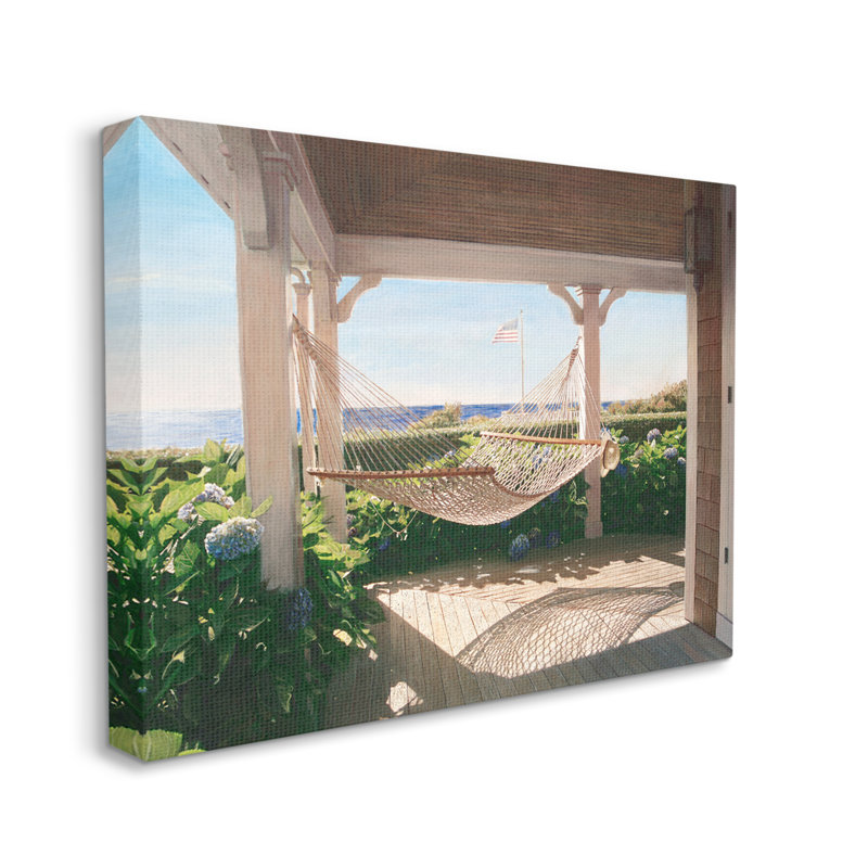 Tranquil Hammock Warm Sunlit Porch Landscape Canvas Art