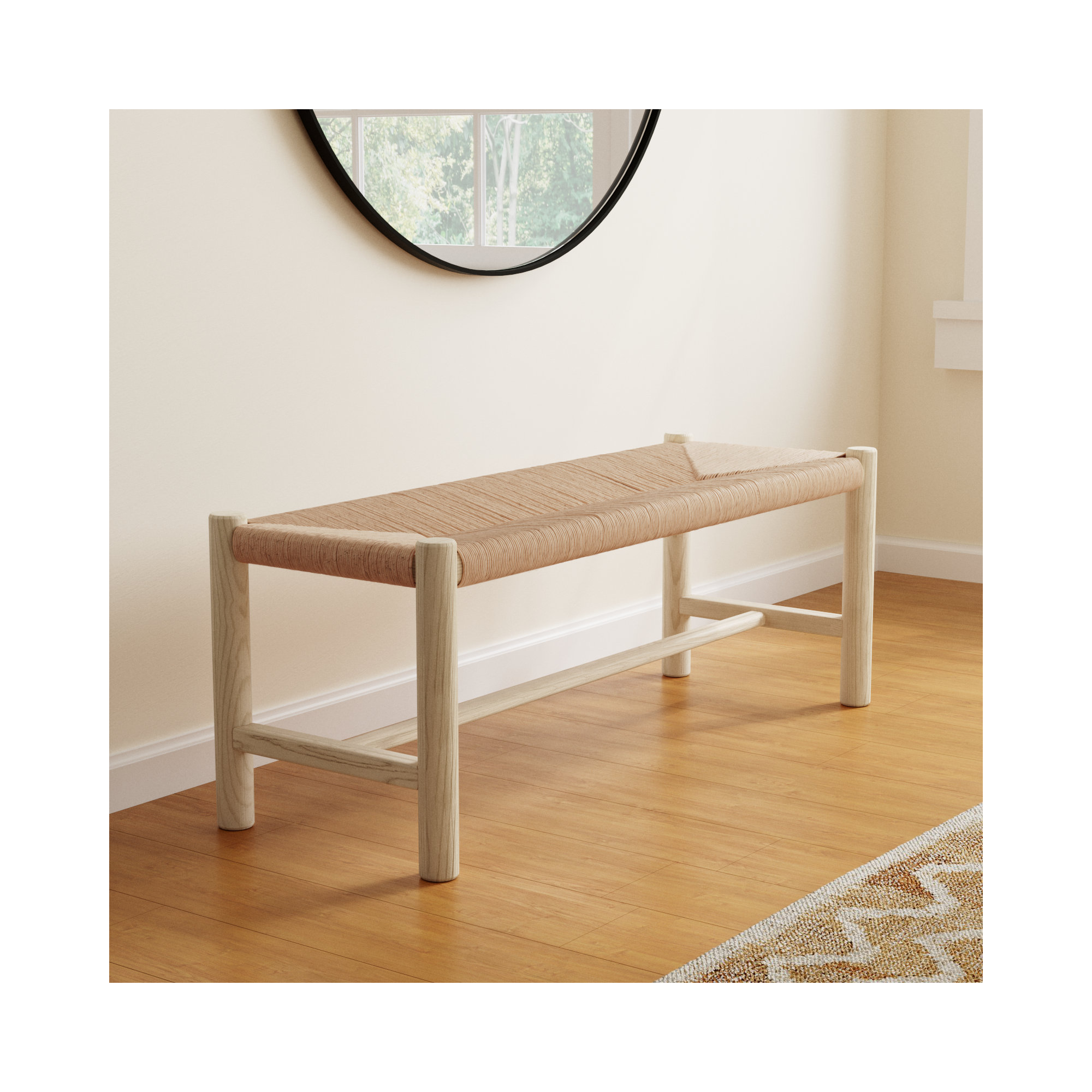Brighton Wood Bench, 18" H x 48" W x 17" D, Natural