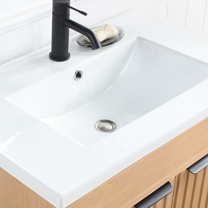 Ensemble de meuble-lavabo simple 18,1 po Dansfield, Bois de sapin brun, Noir mat