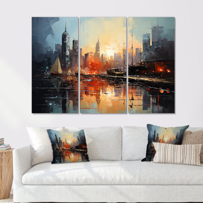 Modernism Urban Skyline II - ensemble de reproductions d'art mural Sky