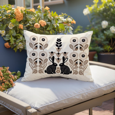Lexa Rabbit Reversible Indoor/Outdoor Lumbar Pillow