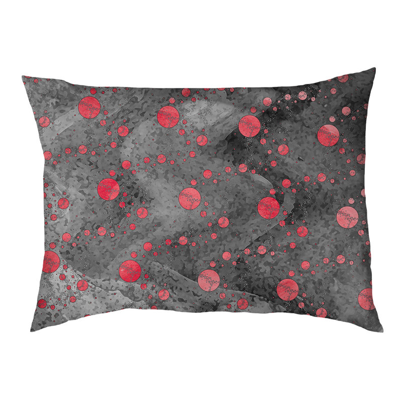 Coussin d'extérieur pour chien Byrge Planets Stars, Moyen (L 29,5 po x P19,5 po x H 9,5 po), Rouge/noir