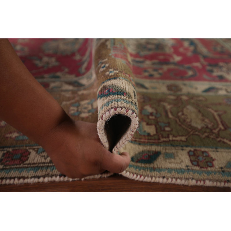 Tapis traditionnel rose fait à la main 8 x 11 po